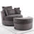 Corduroy Upholstered Swivel Chair With Ottoman-1727171615