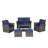 6 Piece Wicker Patio Furniture Sets With Ottoman & Tempered Glass Coffee Table-509786824