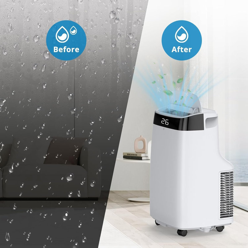 Climatiseur portatif 2 PCS 8 000 BTU, climatiseur 3-en-1 avec modes froid, ventilateur et séchage