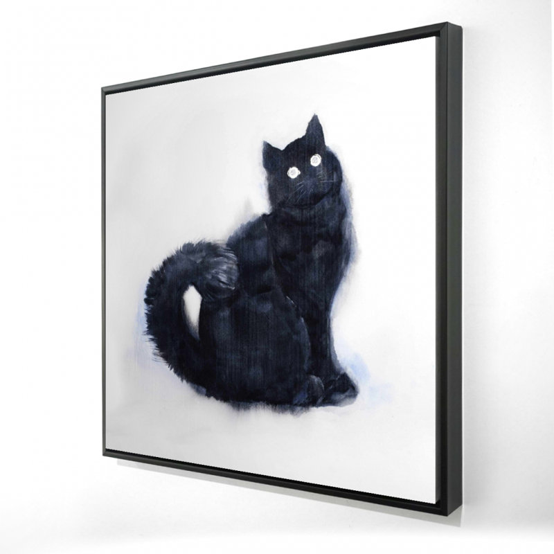 Toile encadrée avec un chat noir à fourrure | Décoration intérieure