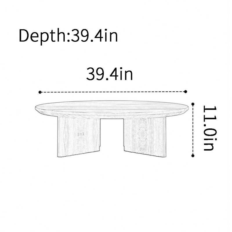 Black walnut round simple coffee table, 11" H x 39.4" L x 39.4" W
