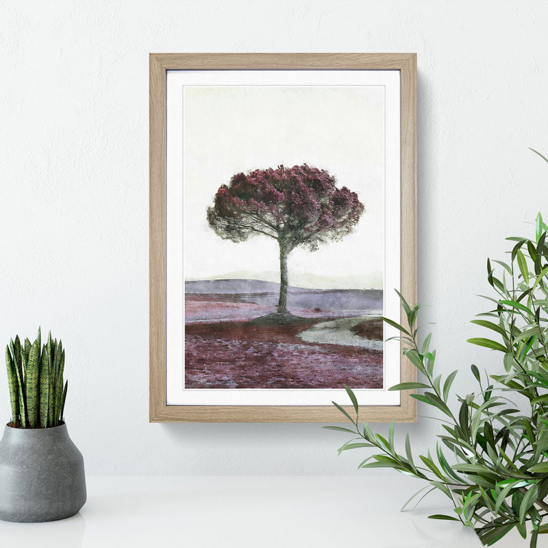 Tree in Tuscany Italy - Picture Frame Painting Print, Oak Framed, 33cm H x 24cm W x 2cm D