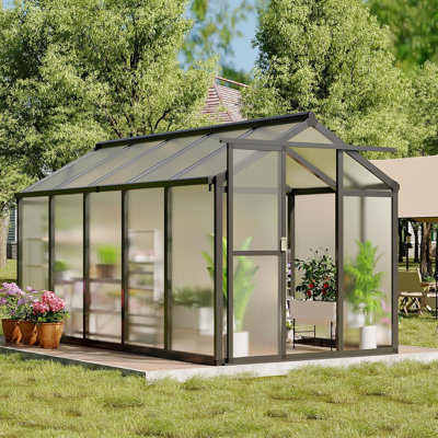 6x10 FT Greenhouse, Greenhouse for Outdoors, Polycarbonate Greenhouses with Quick Setup, Aluminum Frame and Roof Vent, Lockable Door for Backyard, Green Houses for Outside Garden Backyard, Patio