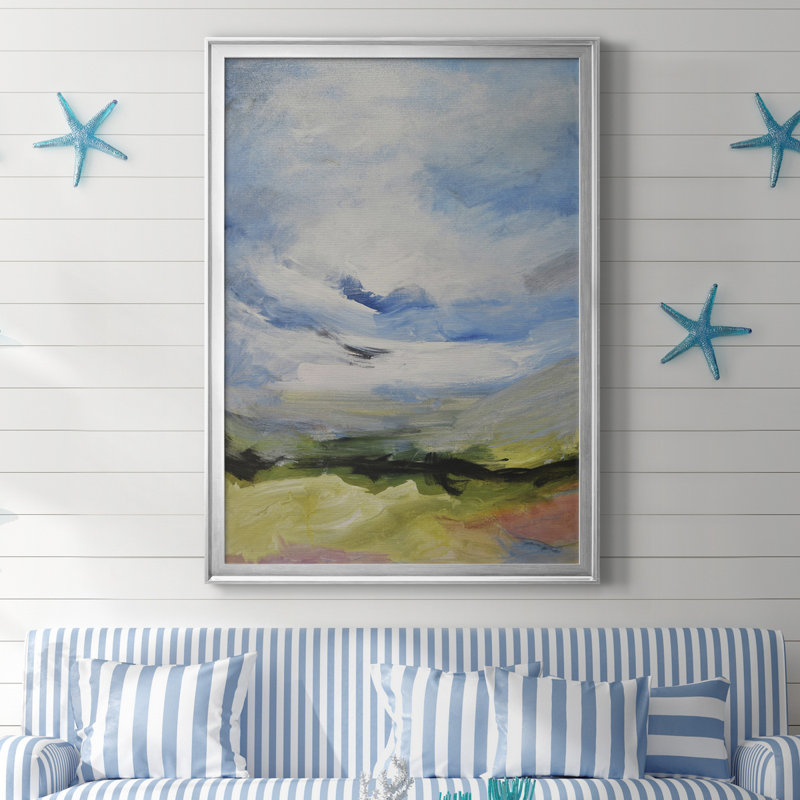 Autour des nuages IV - reproduction d'art sur toile, H 42,5 po x l 30,5 po x P 1,5 po, Toile avec cadre argenté