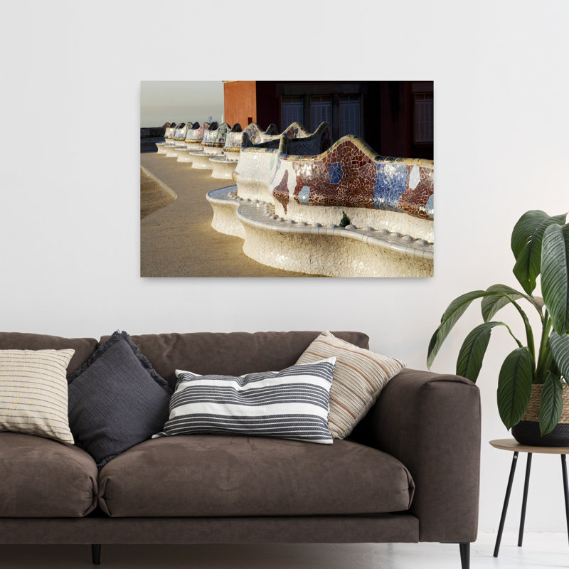 «Serpentine Seating Bench», parc Guell, art mural de Barcelone, Catalogne, Espagne, H 32 po x l 48 po