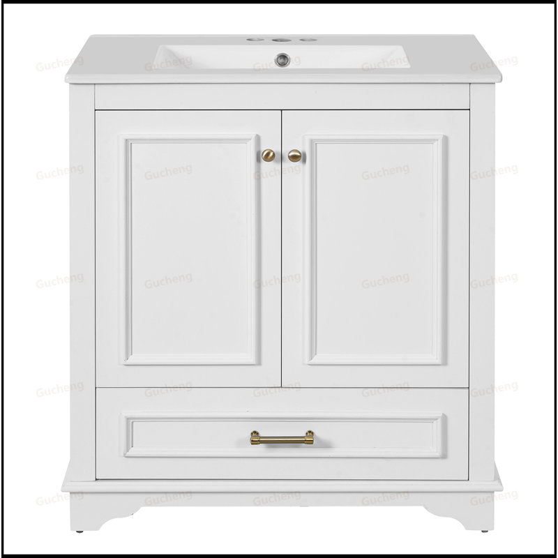 Meuble-lavabo 30 po avec lavabo en céramique, Blanc