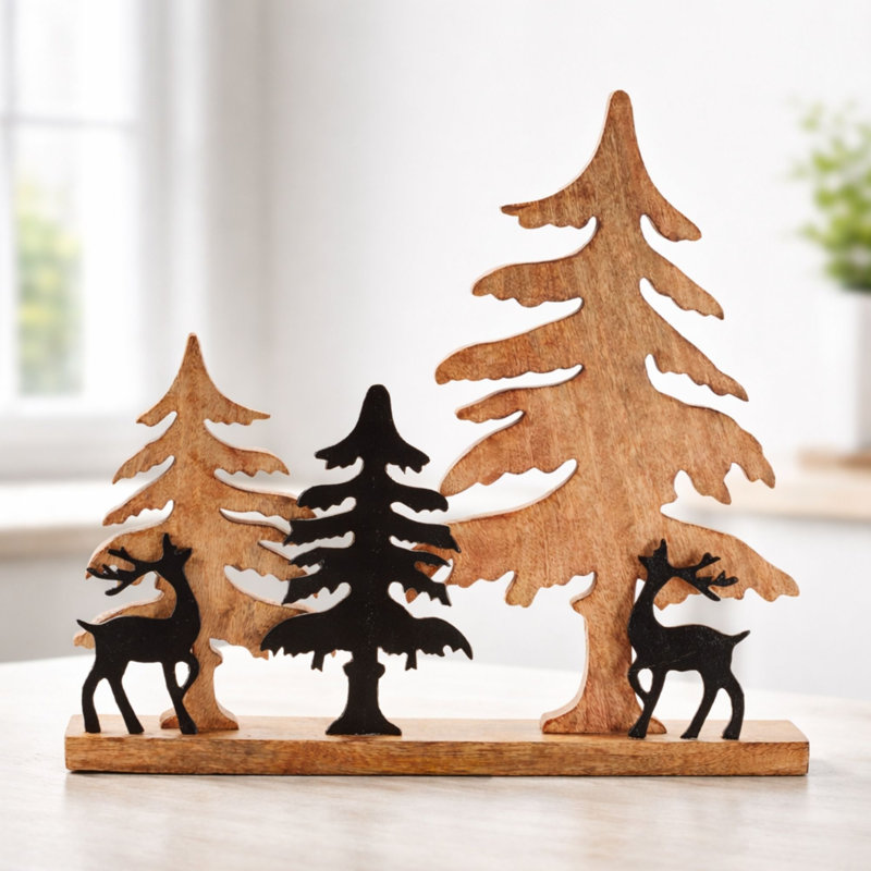 Silhouette de cerf et de pin Woodland
