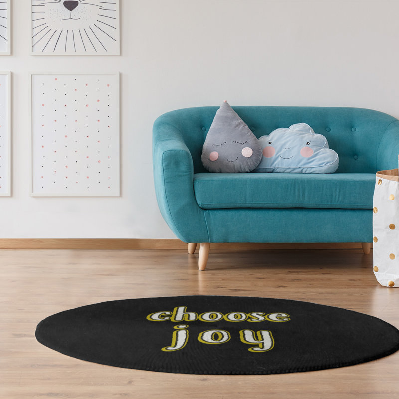 Tapis en poly-chenille choose tableau noir style, Rond 5 pi