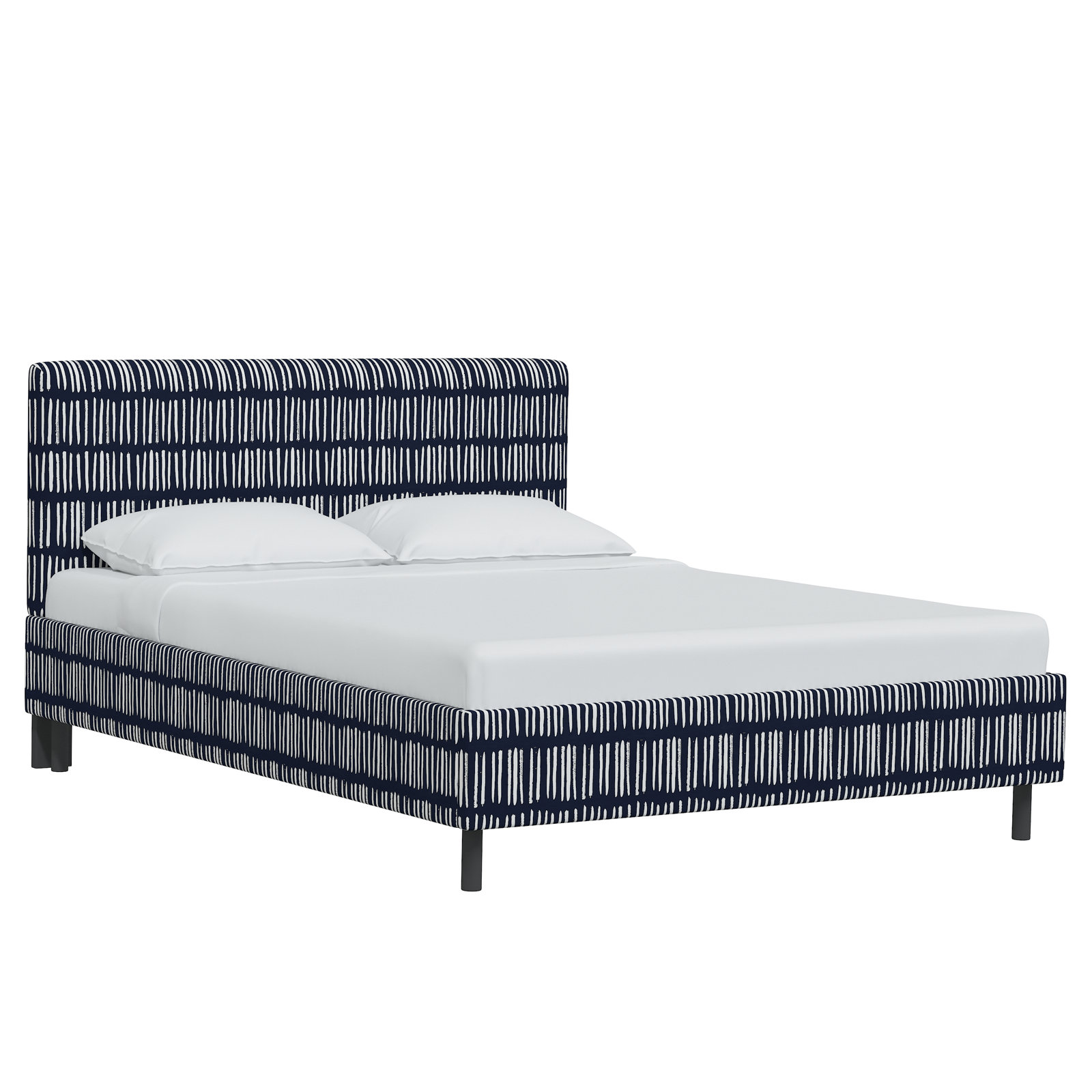 Lazlo Cotton Upholstered Bed, King, Dash Navy, Striped