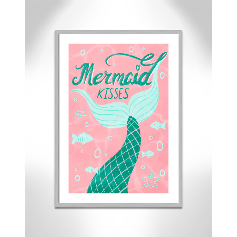Mermaid Kisses 1, impression sur papier, H 24,5 po x l 20,5 po x P 1,18 po, Encadré de boîte argent
