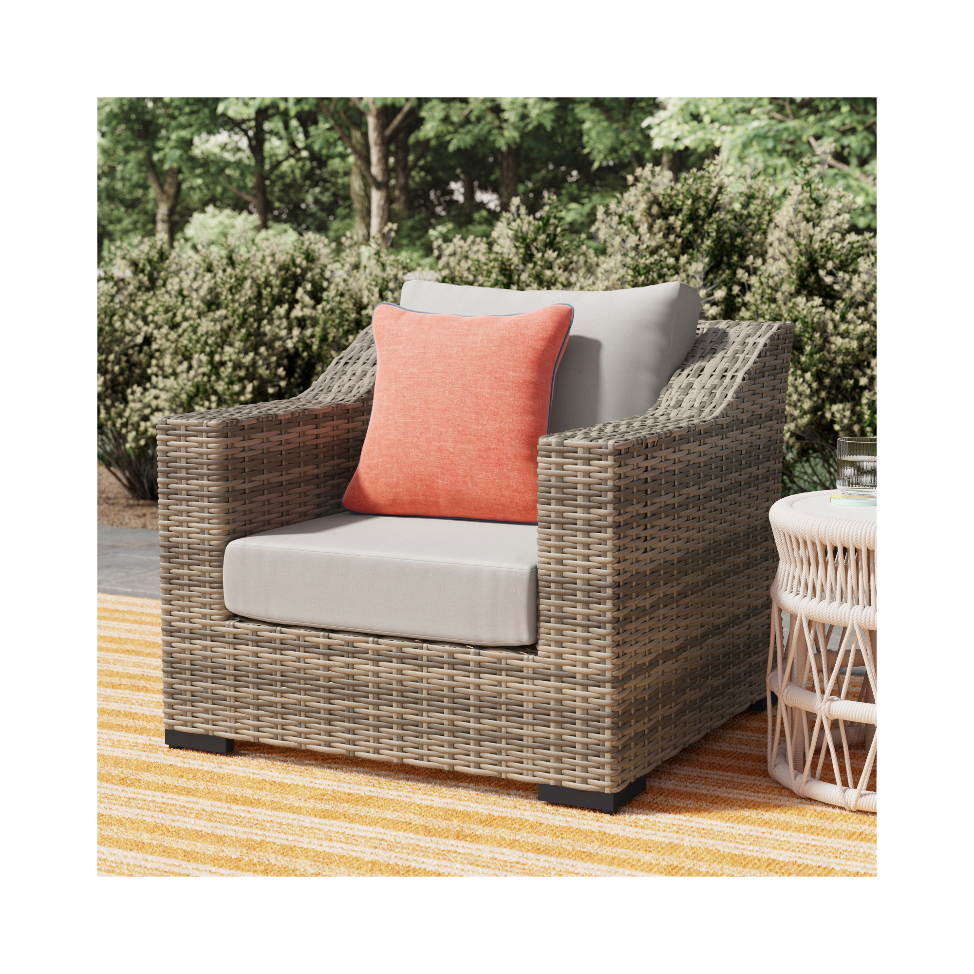 Eloisa 2-piece Patio Chair with Cushions, Cream