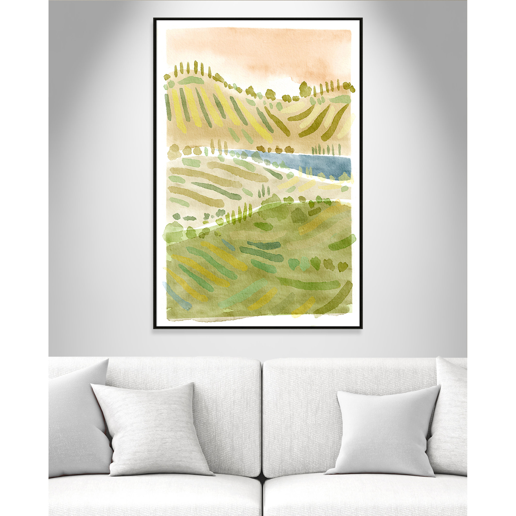 Tuscan Countryside Print by Leah Straatsma, Espresso Floater Framed Canvas, 61.5" H x 41.5" W x 2" D, No Mat