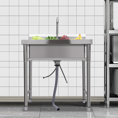 31.5'' L x 23.6'' W Silver Freestanding Handwash Station with Faucet