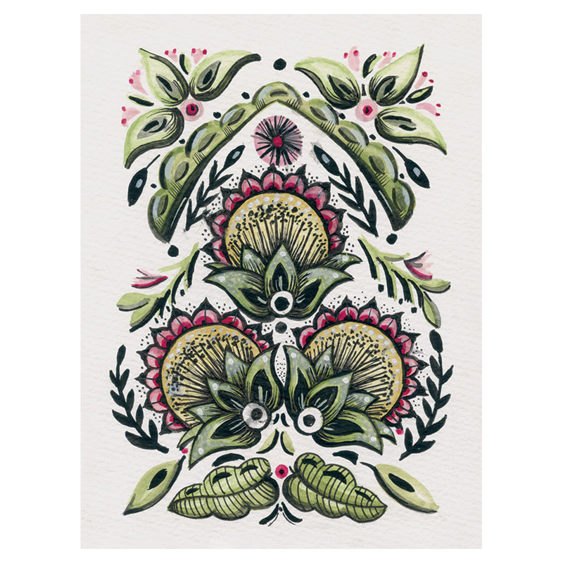 AMANDA COLVILLE (FOLK FLORAL I) 60X80 CANVAS - Wrapped Canvas Canvas