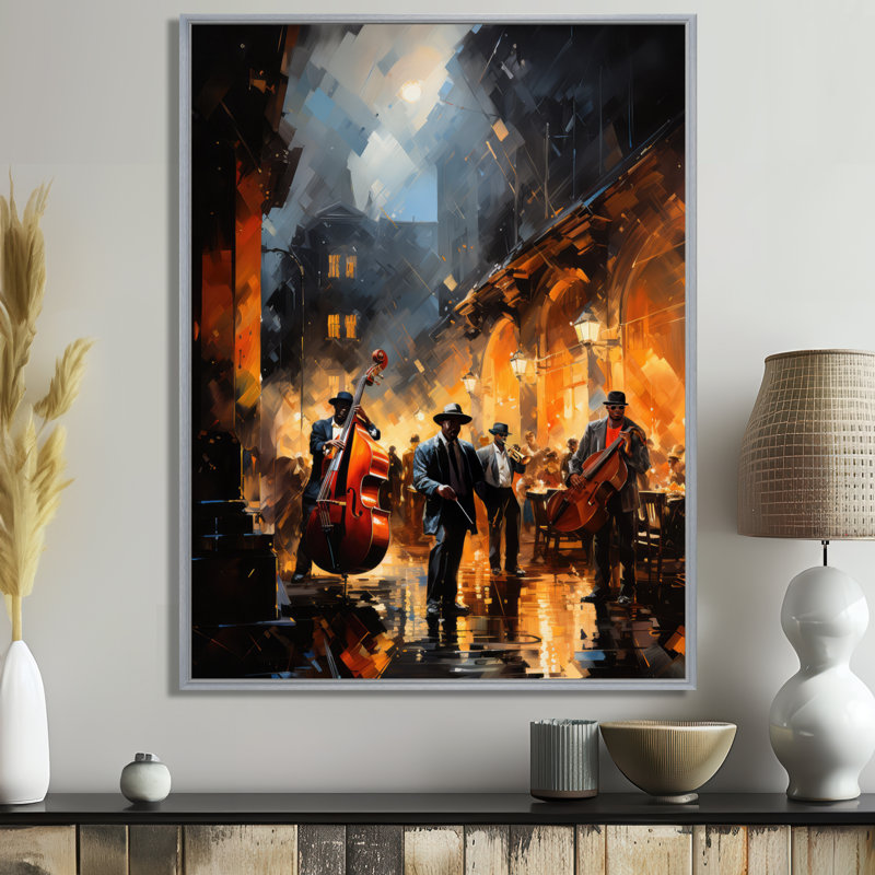 Lashaon Jazz Harlem Renaissance IV - art africain-américain, art mural, H 40 po x l 30 po x P 1,5 po, Encadrement argenté