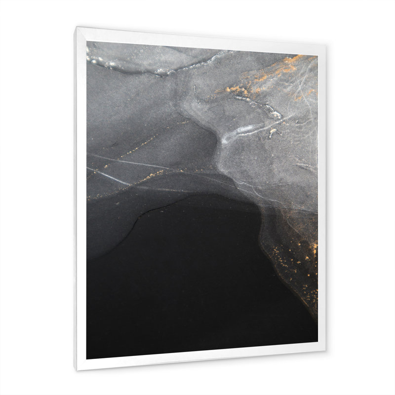 Gloden - Marbre noir et gris, art Ripples IV - art mural moderne sur toile, H 40 po x l 30 po x P 1 po