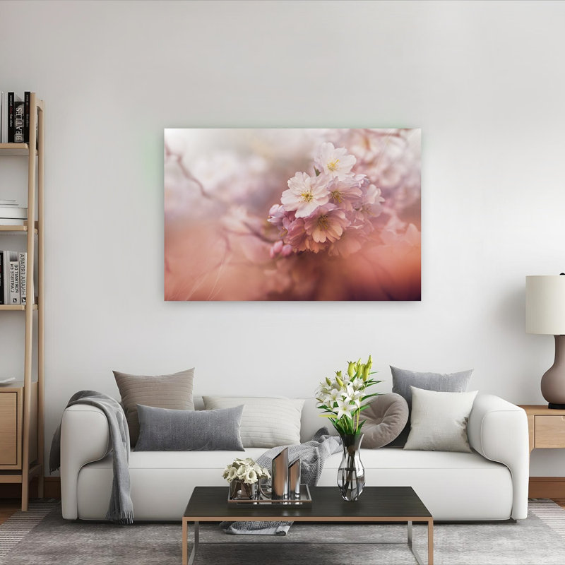 Fleurs de cerisier roses tendres, délicates, oniriques et éthérées, impression d'art mural nature, 40" H x 60" W