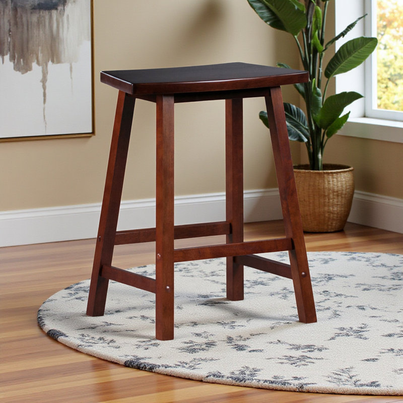 Margot Fan Shape Counter Stool in Walnut Finish, 23.62'' H X 19.55'' W X 14.29'' D