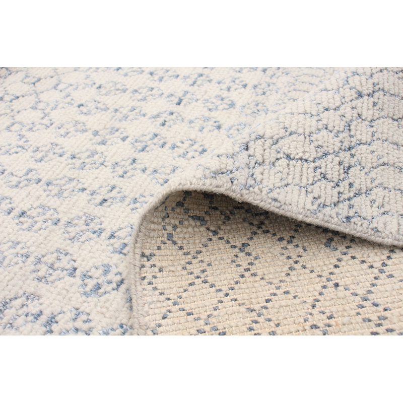 Tapis zone en laine bleu/gris clair 8 pi 9 po x 11 pi 10 po one-of-kind main-noué la new age