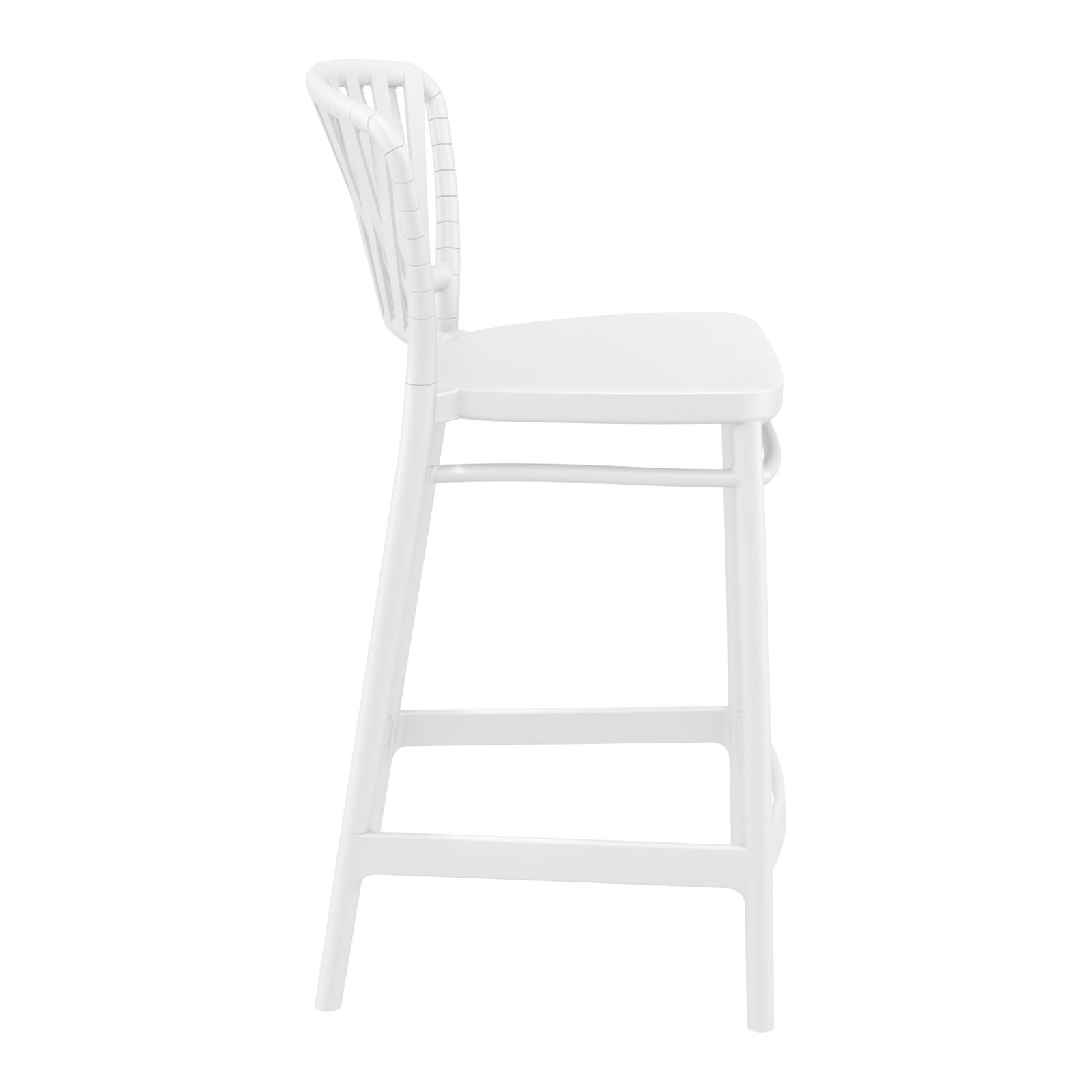 Newport Patio Bar Stool, White, 25.6"