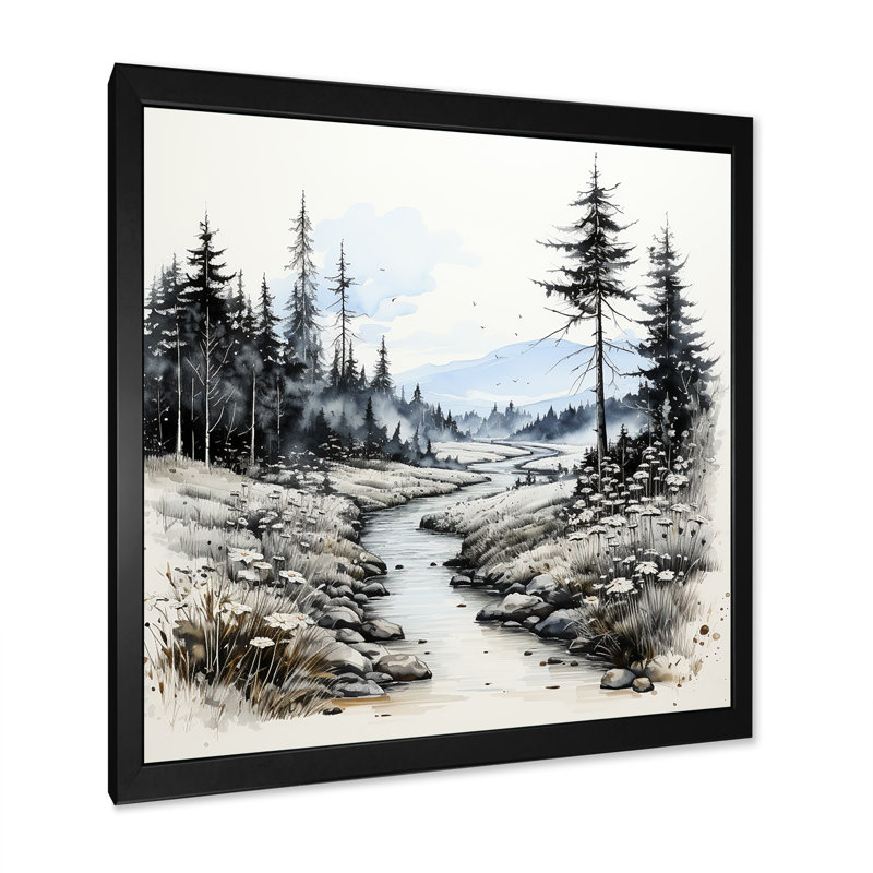 Faune sauvage, fleurs d'hiver I sur toile, Cadre simple noir, H 36 po x l 36 po x P 1,5 po