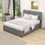Grand lit plateforme tapissier en velours avec lit gigogne simple TG et tiroirs de rangement intégrés-441442218