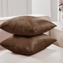 Dark Brown Textured Velvet Pillows Cover, Luxury Brown Velvet