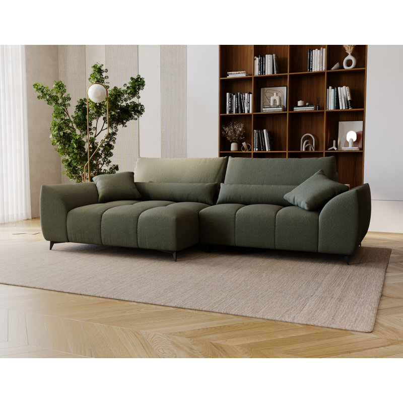 3 Seater Corner Sofa, Left Hand Facing, Green