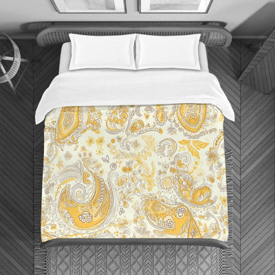 Paisley White/Yellow Microfiber Duvet Cover