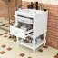 Meuble-lavabo compact avec lavabo en céramique, tablette inférieure, tiroirs basculants et en forme de U-1887452338