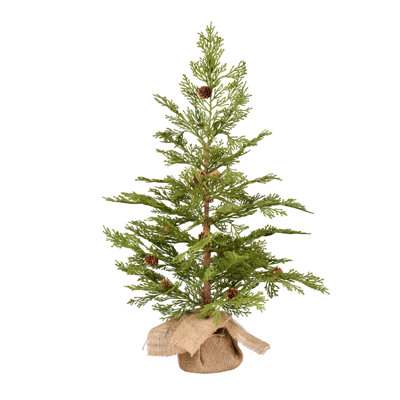 24'' H Green Most Realistic Cedar Christmas Tree and Pinecones