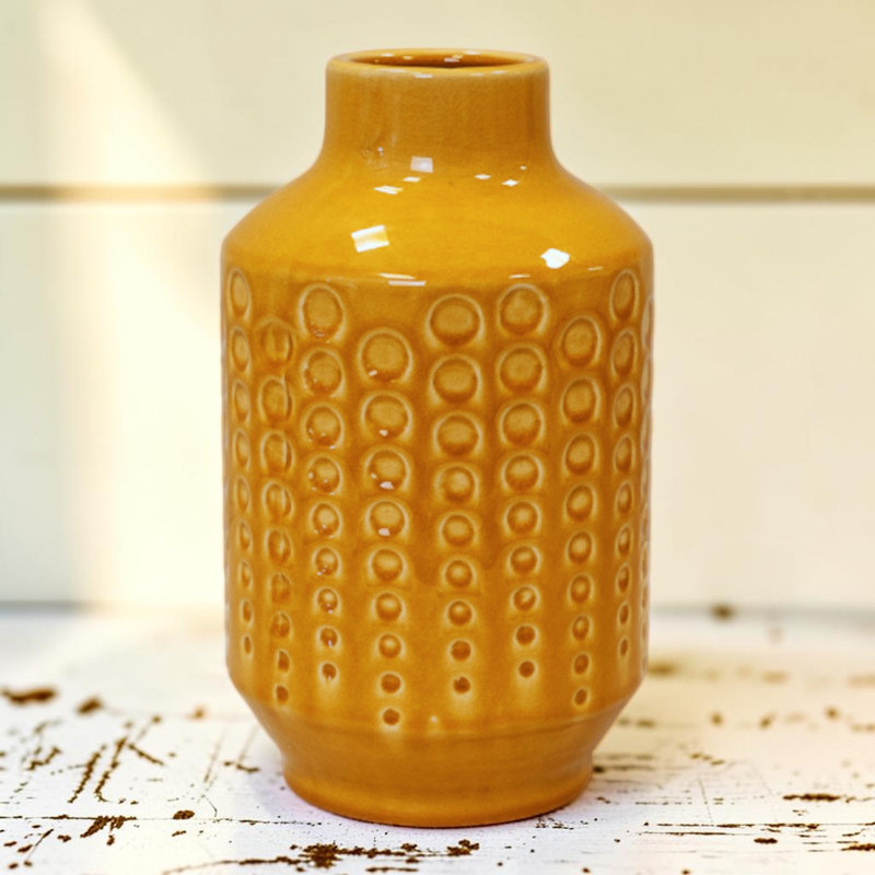Yellow Ceramic Vase 25cm, Blue
