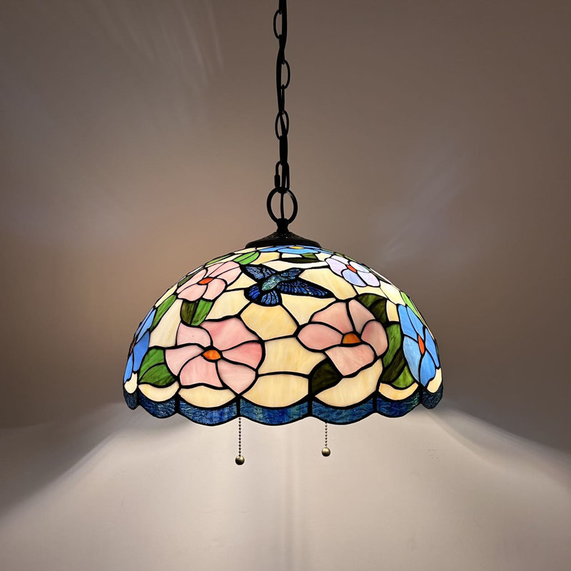 Ampoules à DEL Peral Tiffany suspendues en verre coloré Colibri avec l 16 po x P 16 po x H 75 po