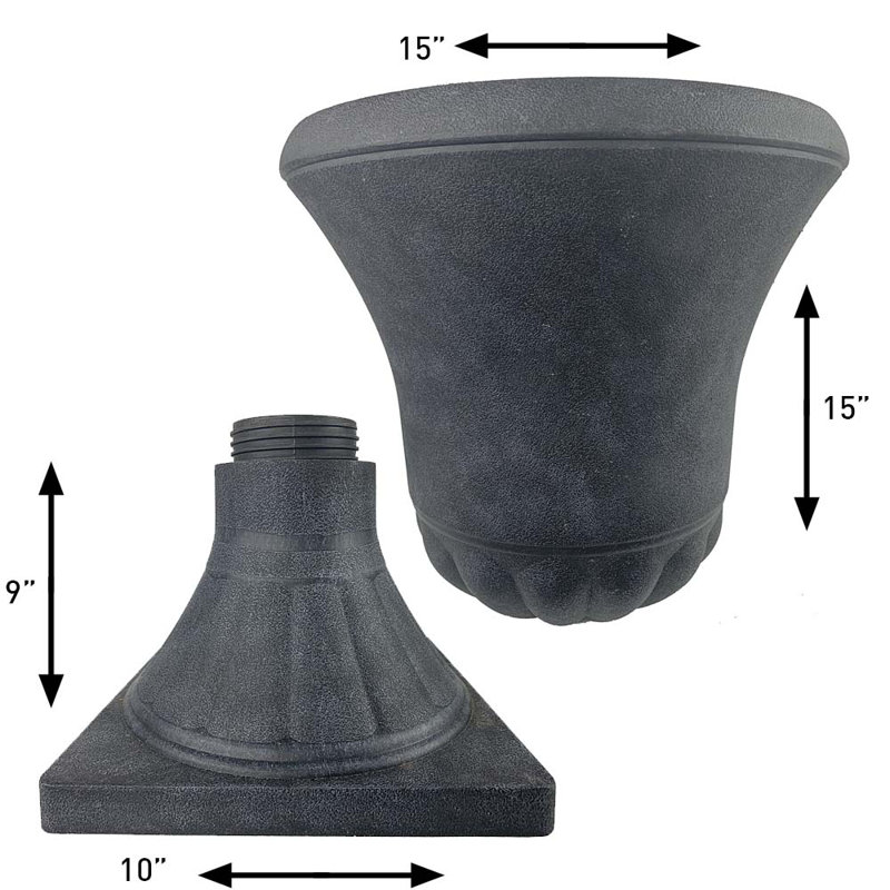 Winston 16 Inch Black Resin Outdoor Urn Planter