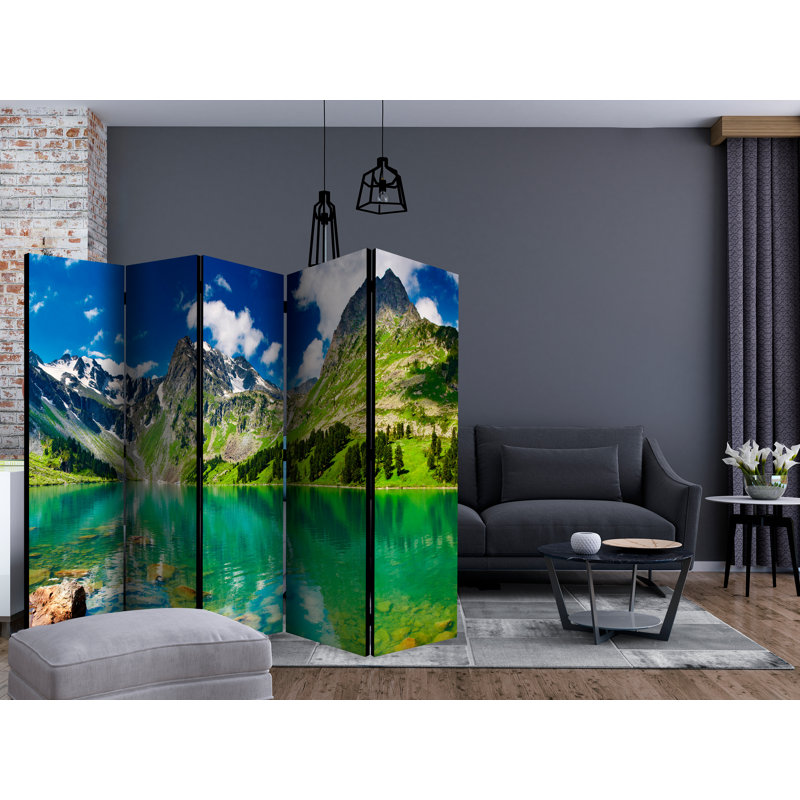225cm W x 172cm H 5 - Panel Solid Wood Folding Room Divider