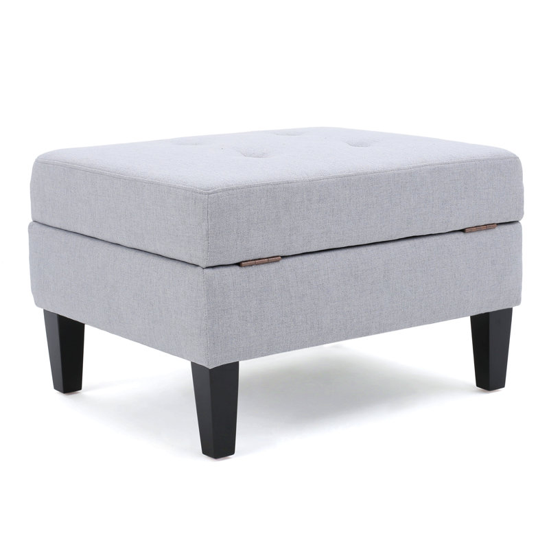 Anjuman Upholstered Ottoman, Light Gray, Light Gray Polyester Blend