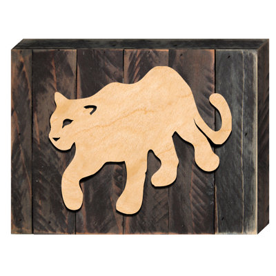 Décoration murale rustique en bois mountain lion