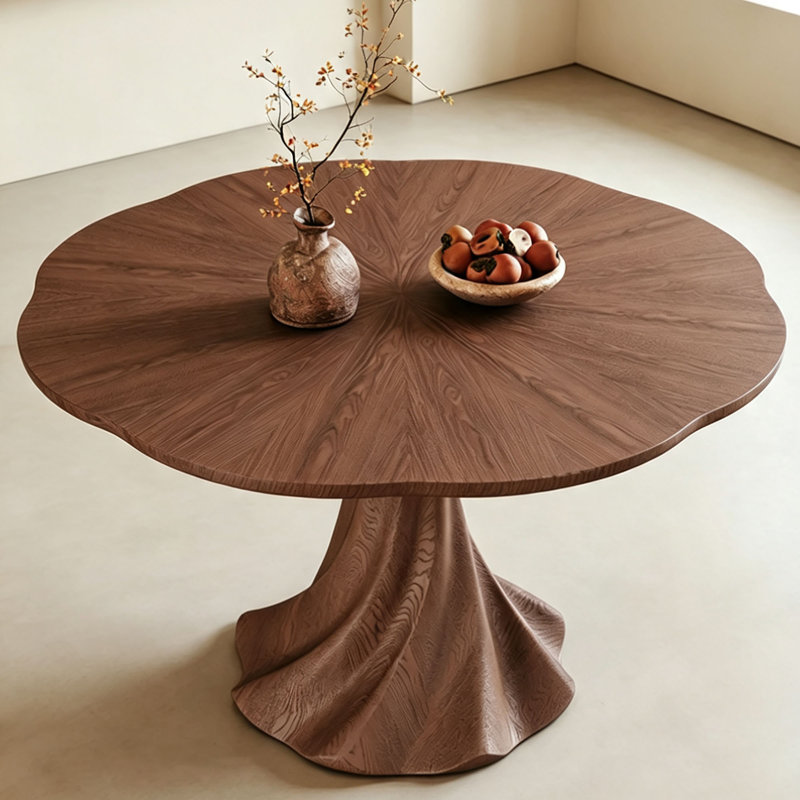 Table ronde Mid-Century en noyer, H 29,5 po x l 47,2 po x P 47,2 po