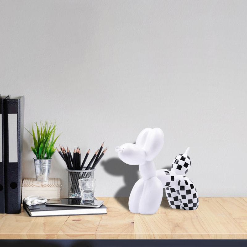 Creative Balloon Dog Statue Ornament (1Pcs) – Decorative Figurine For Bedroom, Study, Multiple Colours Available, Black/White