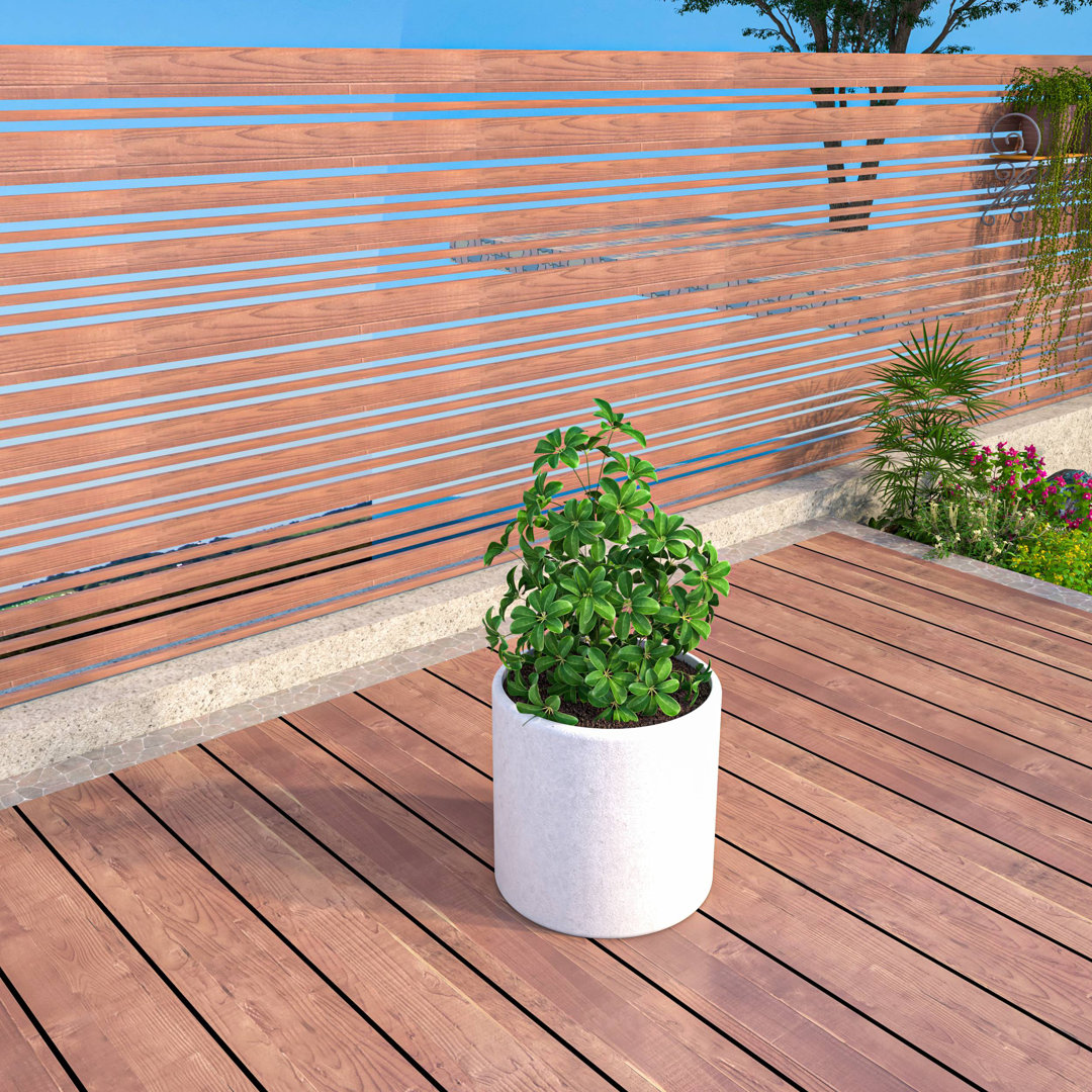 Monforto Modern Fiberstone and Clay Planter - Round Plant Pot with Drainage Holes for Indoor and Outdoor Home  Latitude Run® 