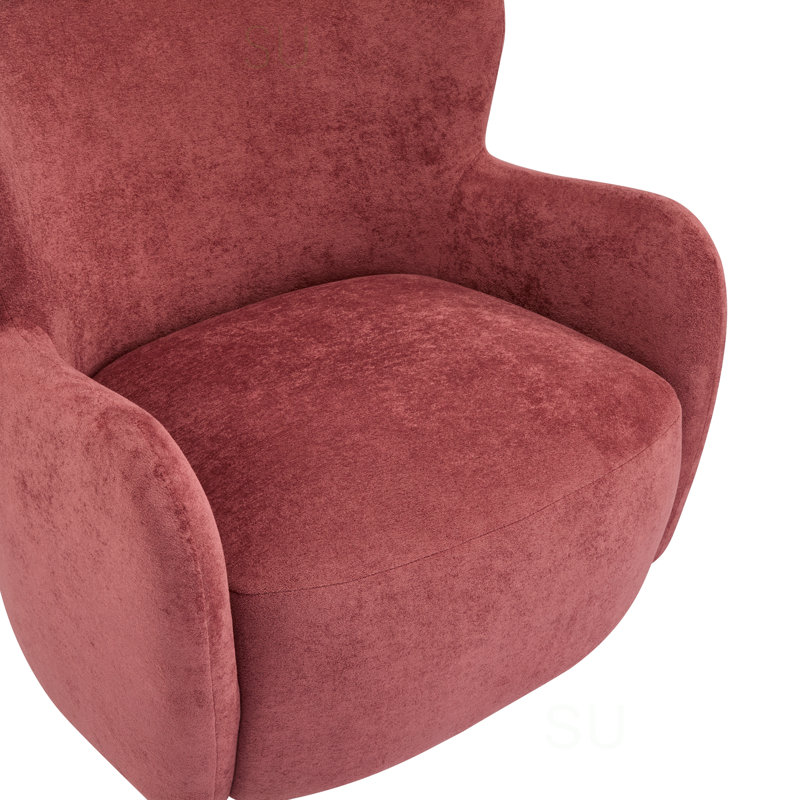 Reshami Wing Back Fabric Upholstered Accent Chair, Red