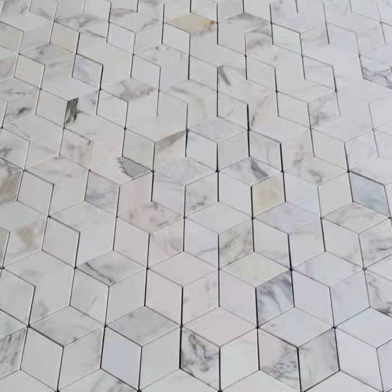 Calacatta 11" x 10" Marble Mosaic Tile, LIght Gray