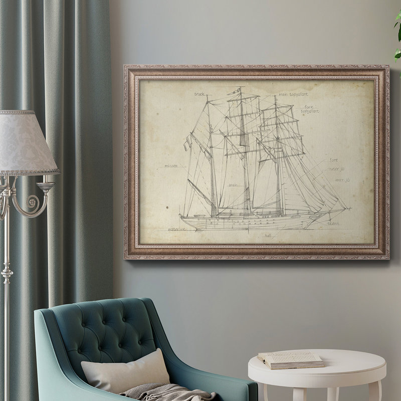 Voilier, plan I, peinture sur toile, H 24 po x l 36 po x P 2,5 po