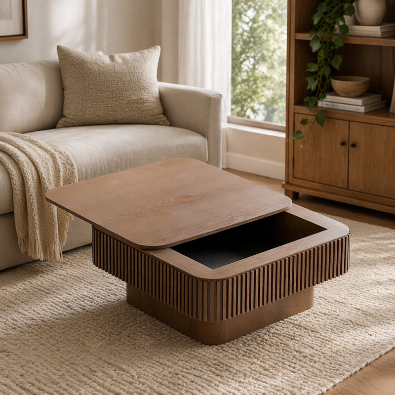 Table basse 31,5 "carrée avec rangement