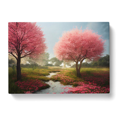 Blissful Cherry Blossom Trees - Wrapped Canvas