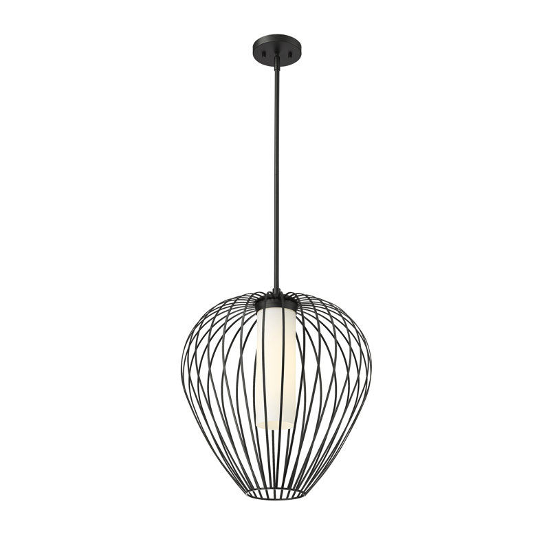 Luminaire suspendu 1 lumière Burakcan, Noir mat, H 100,5 po x l 18 po x P 18 po