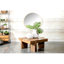 Table basse carrée de 18 po x 36 po x 36 po en bois naturel, de style géométrique et avec table de soutien, 18 po de hauteur, avec base au design équilibré