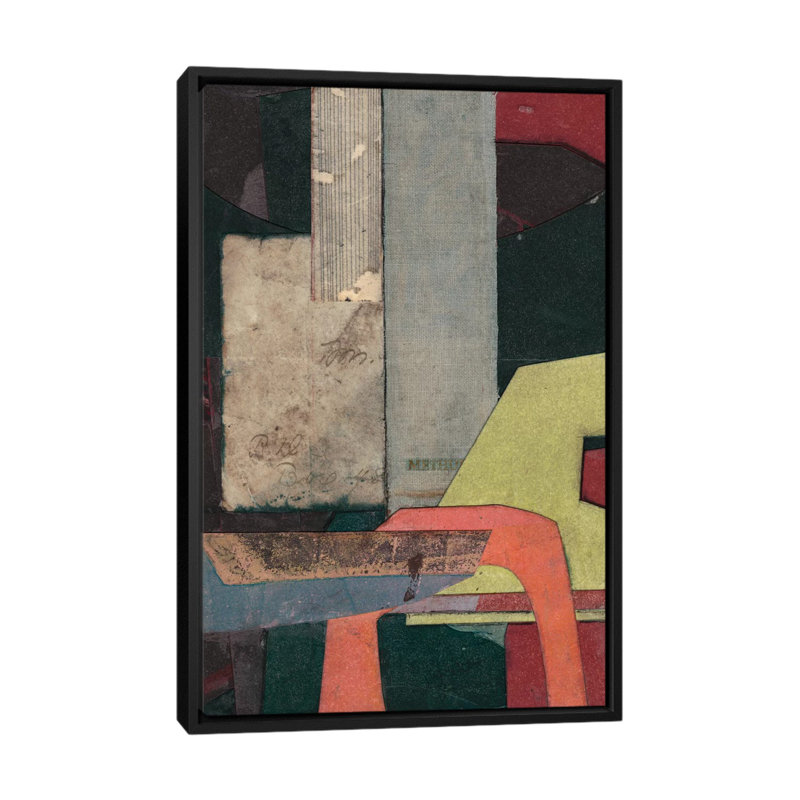 «Mid-Century Collage II» par Rob Delamater - impression, H 60 po x l 40po x P 1,5 po, Toile avec cadre noir, Pas de tapis