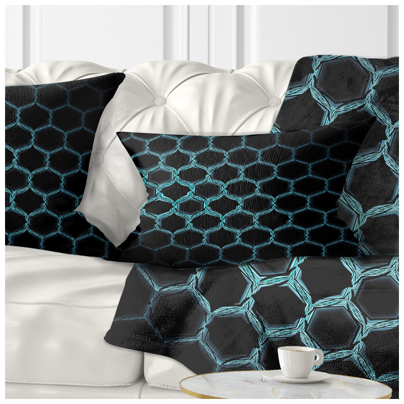 Pixel hexagonal doré en nid d'abeille - coussin imprimé abstrait
