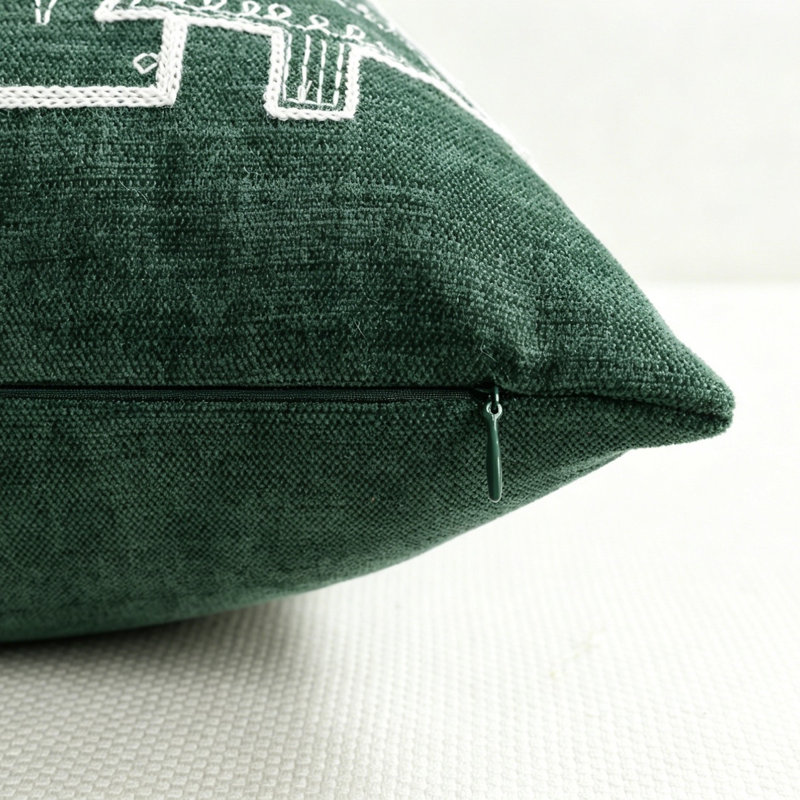 Housse de coussin décorative de Noël brodée, motif maison en pain d'épice, 45 x 45 cm, Green